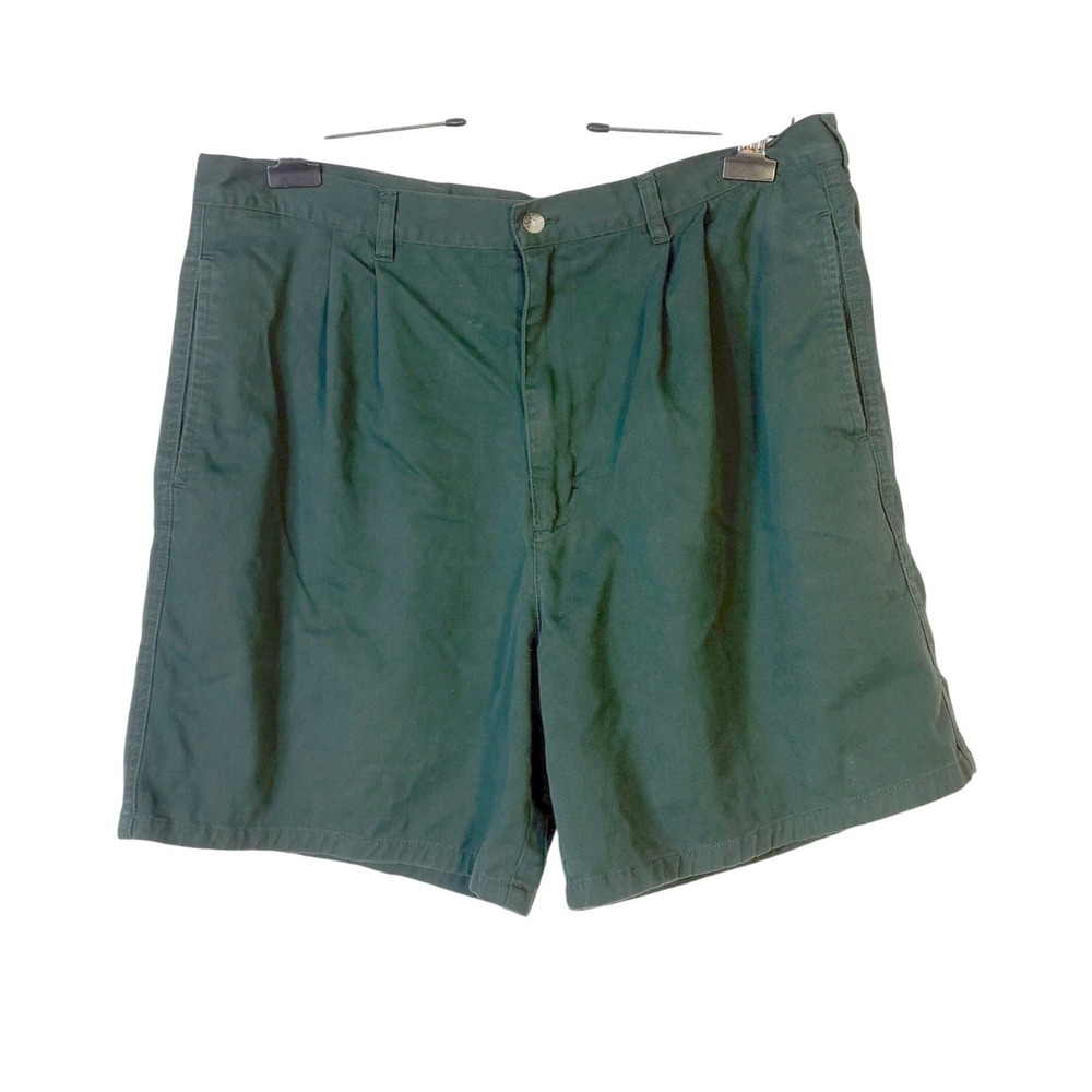 Trader Bay Shorts Womens 38 Green Pleated Chino Cotton Twill Casual Classic